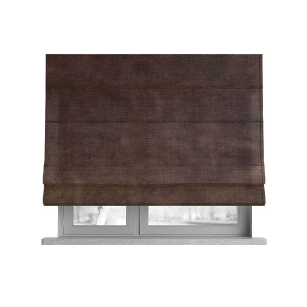 Kansas Distressed Caramel Brown Coloured Velour Velvet Upholstery Curtains Fabric - Roman Blinds
