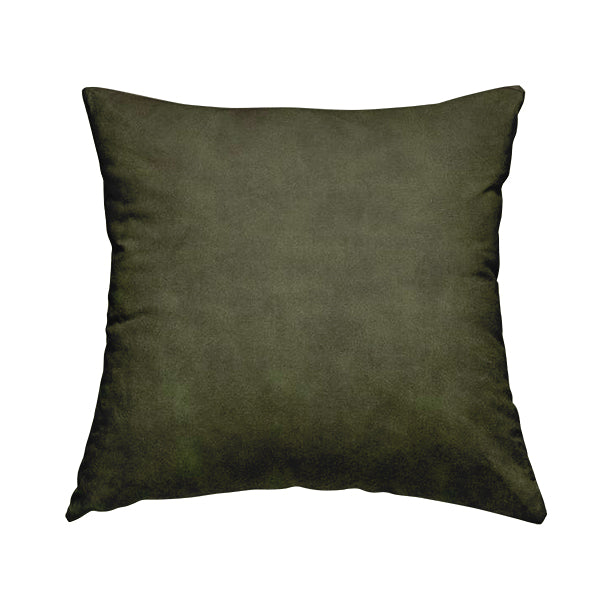 Kansas Distressed Army Green Coloured Velour Velvet Upholstery Curtains Fabric - Handmade Cushions