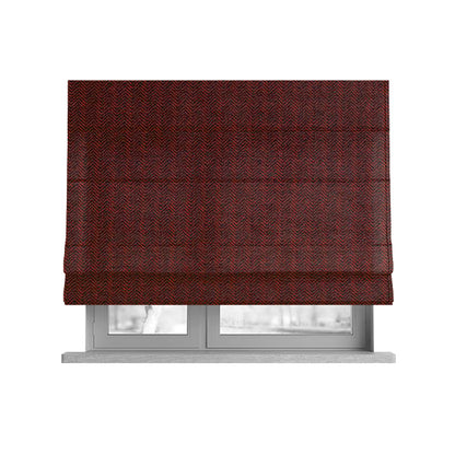 Kirkwall Herringbone Furnishing Fabric In Dark Red Colour - Roman Blinds