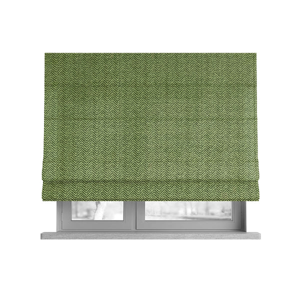 Kirkwall Herringbone Furnishing Fabric In Green Colour - Roman Blinds
