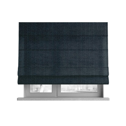 Kirkwall Herringbone Furnishing Fabric In Navy Blue Colour - Roman Blinds