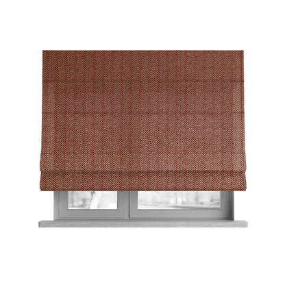 Kirkwall Herringbone Furnishing Fabric In Red Colour - Roman Blinds