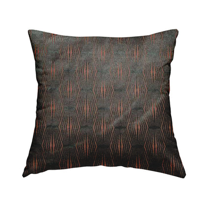 Kyoto Argyle Geometric Pattern Velvet Fabric In Grey Orange Colour - Handmade Cushions