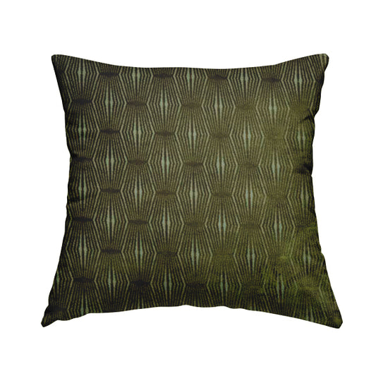 Kyoto Argyle Geometric Pattern Velvet Fabric In Green Colour - Handmade Cushions