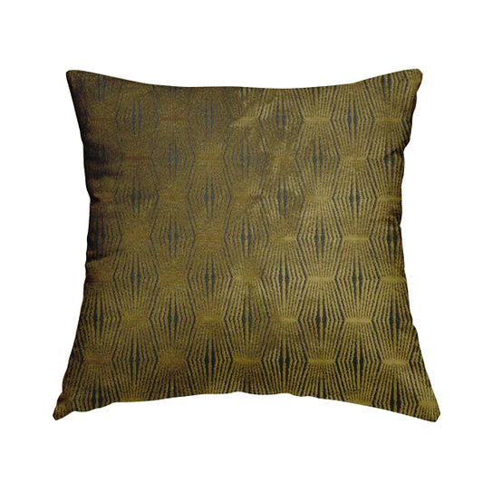 Kyoto Argyle Geometric Pattern Velvet Fabric In Golden Yellow Colour - Handmade Cushions