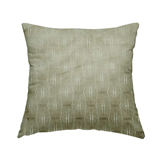 Kyoto Argyle Geometric Pattern Velvet Fabric In White Beige Colour - Handmade Cushions