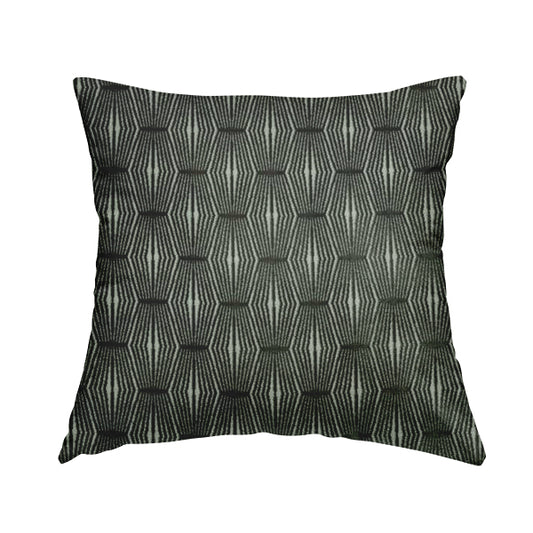 Kyoto Argyle Geometric Pattern Velvet Fabric In Grey Colour - Handmade Cushions
