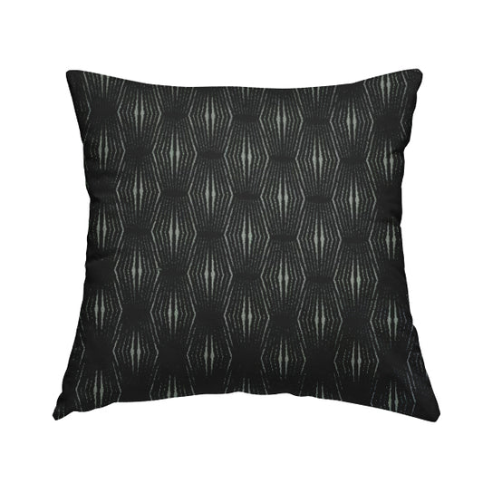 Kyoto Argyle Geometric Pattern Velvet Fabric In Black Colour - Handmade Cushions