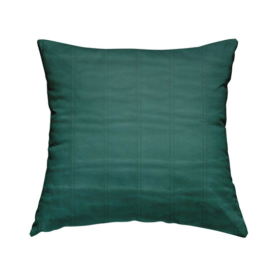 Lahore Fluted Stitched Quilted Teal Velvet Soft Upholstery Furnishing Fabric - Handmade Cushions