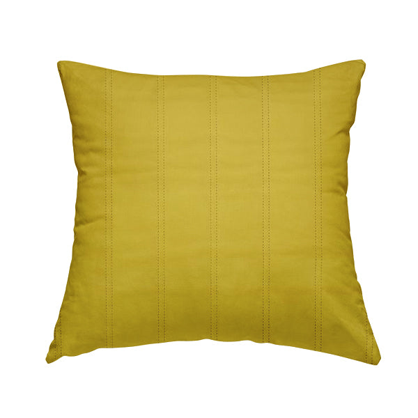 Lahore Fluted Stitched Quilted Lemon Yellow Velvet Soft Upholstery Furnishing Fabric - Handmade Cushions