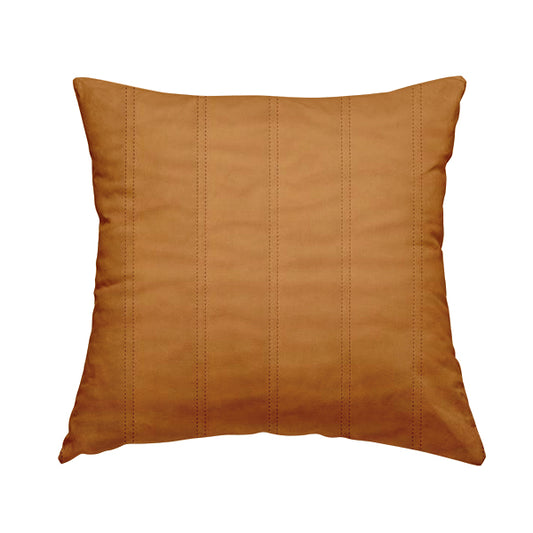 Lahore Fluted Stitched Quilted Orange Velvet Soft Upholstery Furnishing Fabric - Handmade Cushions