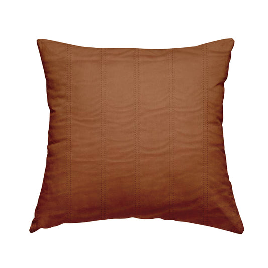 Lahore Fluted Stitched Quilted Burnt Orange Velvet Soft Upholstery Furnishing Fabric - Handmade Cushions