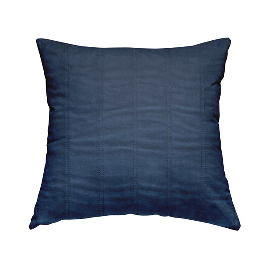 Lahore Fluted Stitched Quilted Blue Velvet Soft Upholstery Furnishing Fabric - Handmade Cushions