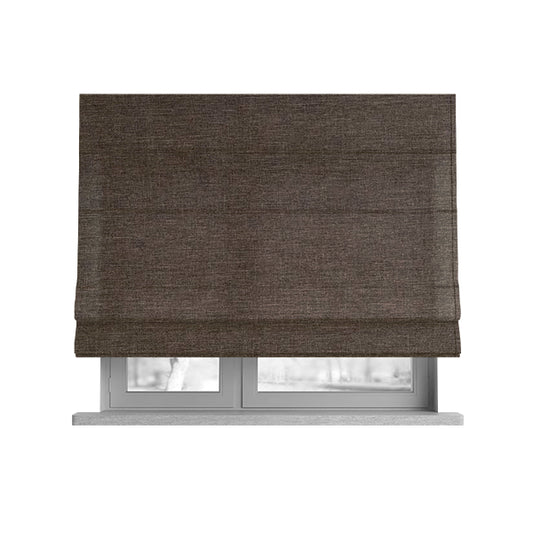 Lauren Hardwearing Linen Effect Chenille Upholstery Furnishing Fabric Brown Colour - Roman Blinds