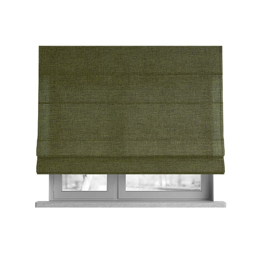 Lauren Hardwearing Linen Effect Chenille Upholstery Furnishing Fabric Green Grass Colour - Roman Blinds