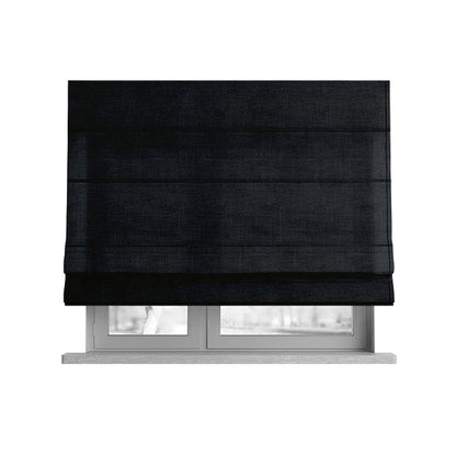 Levi Soft Cotton Textured Faux Leather In Black Colour Upholstery Fabrics - Roman Blinds