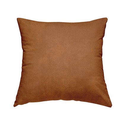 Lisbon Faux Suede Leatherette Finish Upholstery Fabric In Rust Tan Colour - Handmade Cushions