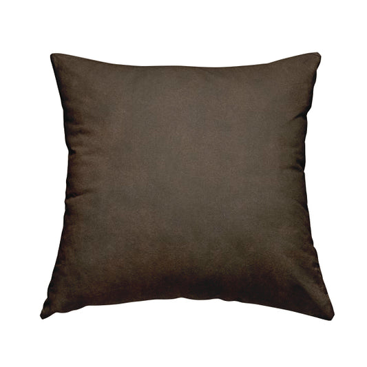 Lisbon Faux Suede Leatherette Finish Upholstery Fabric In Dark Brown Colour - Handmade Cushions