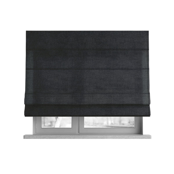 Lisbon Faux Suede Leatherette Finish Upholstery Fabric In Black Colour - Roman Blinds