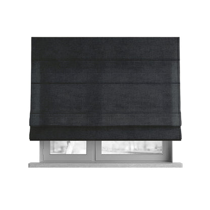 Lisbon Faux Suede Leatherette Finish Upholstery Fabric In Black Colour - Roman Blinds