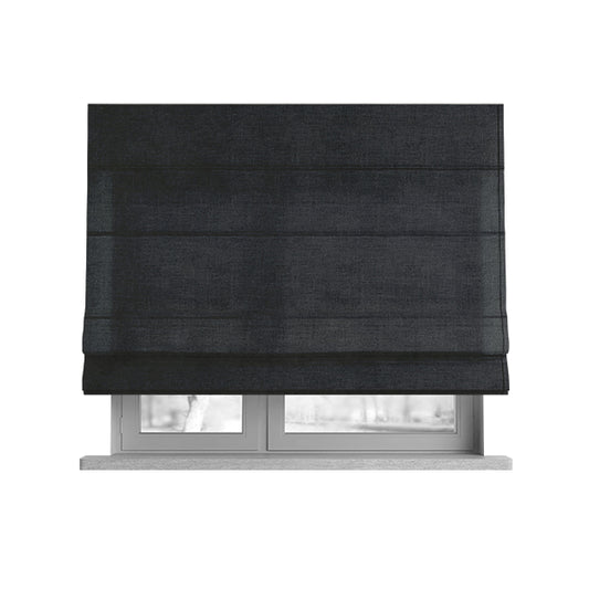 Lisbon Faux Suede Leatherette Finish Upholstery Fabric In Black Colour - Roman Blinds