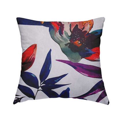 British Designed Printed Tropical Colour Floral Leaf Design Printed On Luxury Crushed Velvet - Handmade Cushions