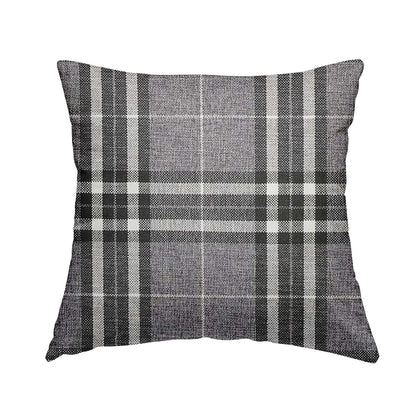 Louise Scottish Inspired Tartan Design Chenille Upholstery Fabric Light Grey Colour - Handmade Cushions
