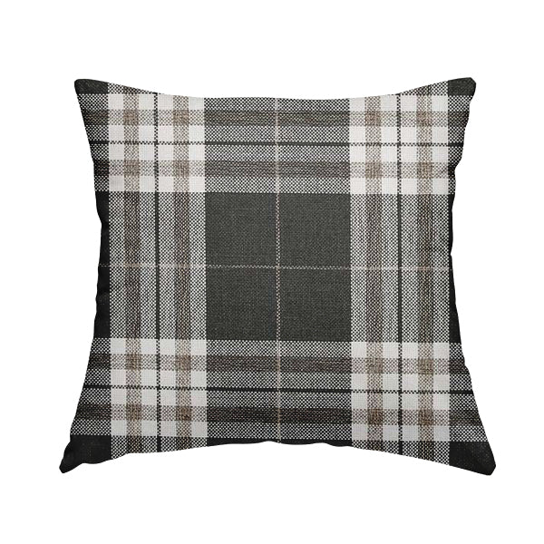 Louise Scottish Inspired Tartan Design Chenille Upholstery Fabric Black Colour - Handmade Cushions