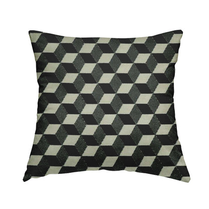 Akita Geometric 3D Pattern Velvet Fabric In Black White Colour - Handmade Cushions