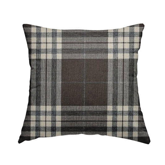Louise Scottish Inspired Tartan Design Chenille Upholstery Fabric Brown Colour - Handmade Cushions