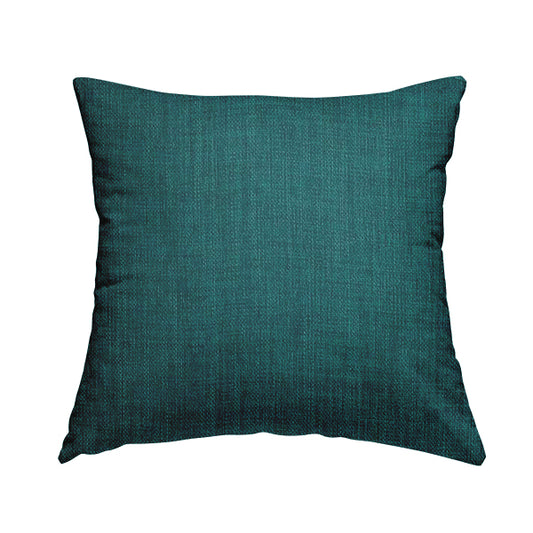 Ludlow Linen Effect Designer Chenille Upholstery Fabric In Ocean Teal Blue Colour - Handmade Cushions