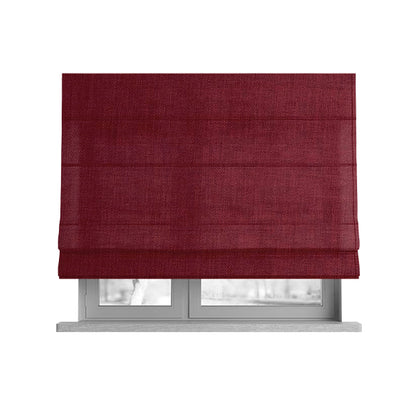 Ludlow Linen Effect Designer Chenille Upholstery Fabric In Red Colour - Roman Blinds