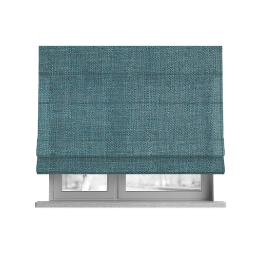 Ludlow Linen Effect Designer Chenille Upholstery Fabric In Duck Egg Blue Colour - Roman Blinds