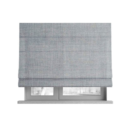 Ludlow Linen Effect Designer Chenille Upholstery Fabric In Silver Colour - Roman Blinds