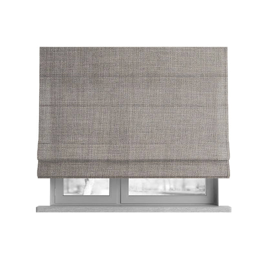 Ludlow Linen Effect Designer Chenille Upholstery Fabric In Off White Colour - Roman Blinds