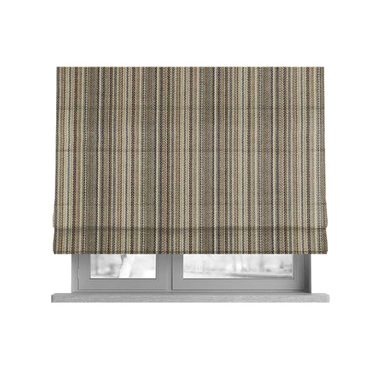 Luther Striped Pattern Cream Beige Coloured Durable Chenille Material Upholstery Fabric - Roman Blinds