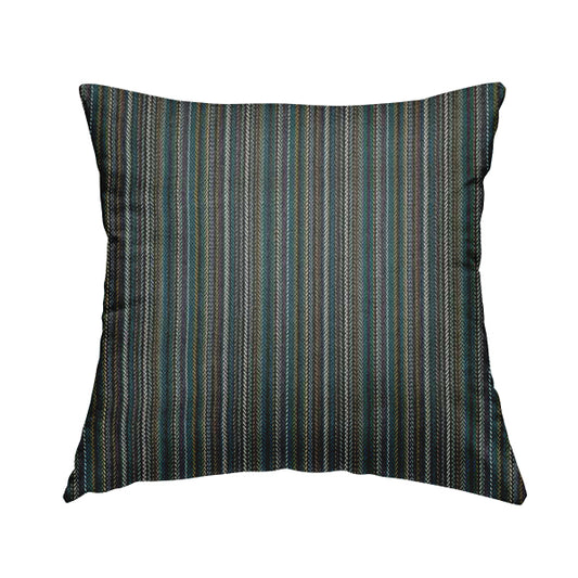 Luther Striped Pattern Grey Blue Coloured Durable Chenille Material Upholstery Fabric - Handmade Cushions