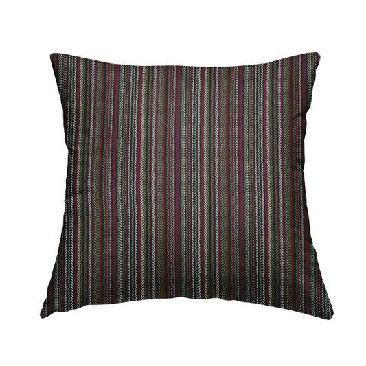 Luther Striped Pattern Black Green Coloured Durable Chenille Material Upholstery Fabric - Handmade Cushions