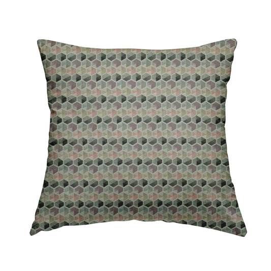 Marseille Art Deco Geometric Pattern Pink Purple Grey Tones Coloured Upholstery Fabrics - Handmade Cushions