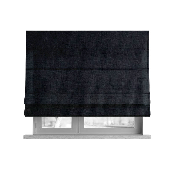 Mary Basket Weave Soft Chenille In Black Colour Upholstery Fabric - Roman Blinds