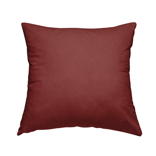 Mehari Linen Effect Flat Weave Semi Plain Upholstery Fabric In Red Burgundy Colour - Handmade Cushions