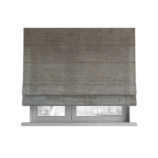 Milan Semi Plain Abstract Soft Velvet Upholstery Furnishing Fabric In Silver - Roman Blinds