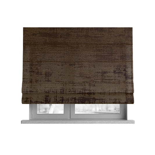 Milan Semi Plain Abstract Soft Velvet Upholstery Furnishing Fabric In Brown - Roman Blinds
