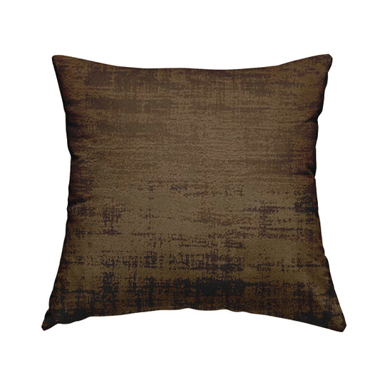 Milan Semi Plain Abstract Soft Velvet Upholstery Furnishing Fabric In Brown - Handmade Cushions