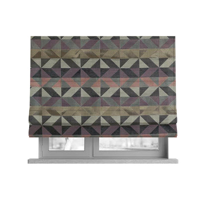 Cannes Art Deco Geometric Pattern Pink Purple Grey Tones Coloured Upholstery Fabrics - Roman Blinds