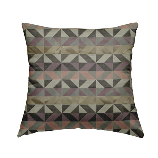 Cannes Art Deco Geometric Pattern Pink Purple Grey Tones Coloured Upholstery Fabrics - Handmade Cushions