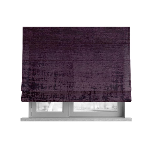 Milan Semi Plain Abstract Soft Velvet Upholstery Furnishing Fabric In Purple - Roman Blinds