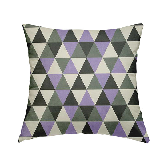 Monica Purple Grey White Black Colour Geometric Pattern Printed Soft Chenille Designer Fabric - Handmade Cushions