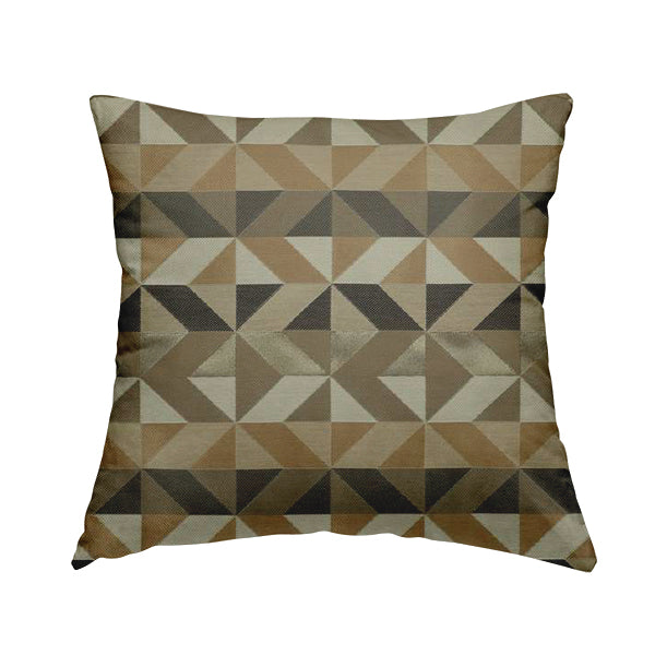 Cannes Art Deco Geometric Pattern Brown Grey White Tones Coloured Upholstery Fabrics - Handmade Cushions