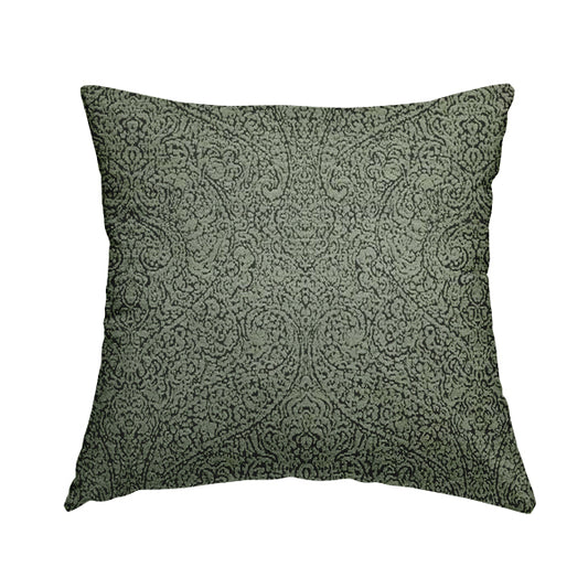 Momentum Damask Pattern Quality Soft Chenille Upholstery Fabric In Grey Colour MSS-42 - Handmade Cushions